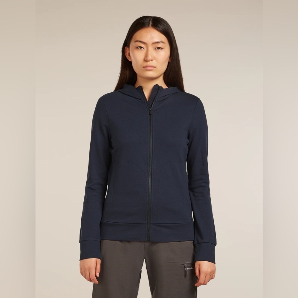 ICEBREAKER Central Classic Long Sleeve Zip Hoodie | Navy | XS | Merino Wool